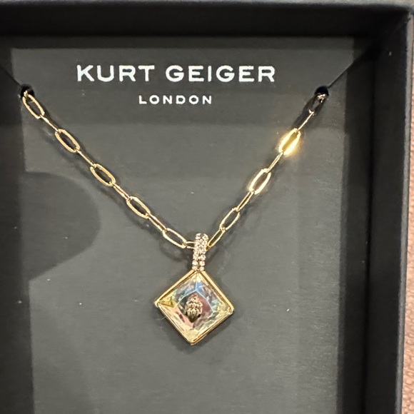 Kurt Geiger Jewelry - Kurt Geiger Gold Chain Necklace with Iridescent Square Pendant